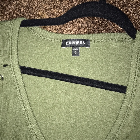 Express tie detail olive top - Picture 2 of 3